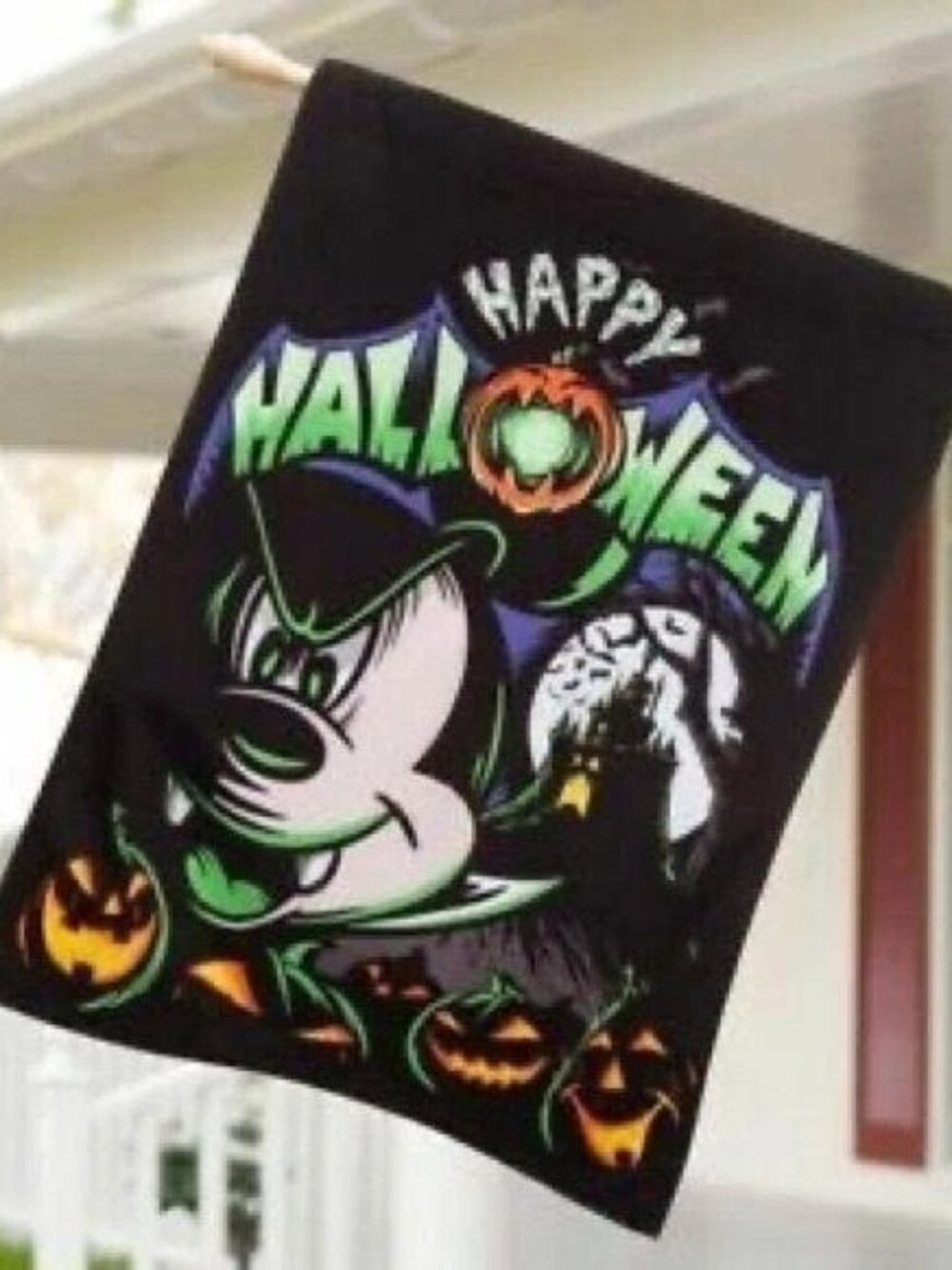 Disney Parks Happy Halloween Vampire Mickey Mouse Garden Yard Flag 28 X 40 NEW